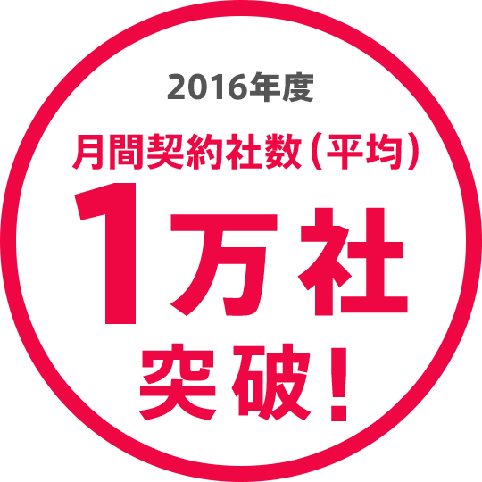 2017年 月間契約社数（平均）1万社突破！